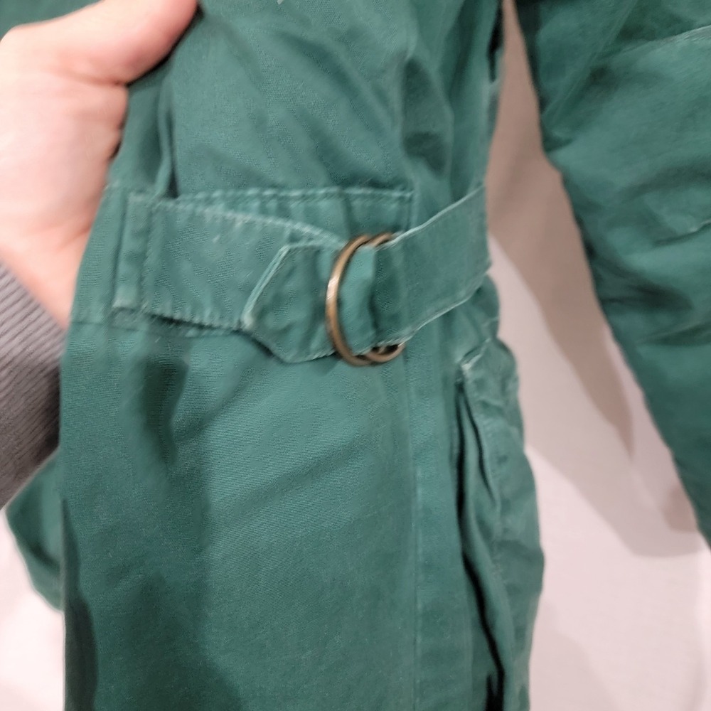 VTG Eddie Bauer Goose Down Jacket Small Women Green Cotton Leather, Hiking Chore - Picture 8 of 16